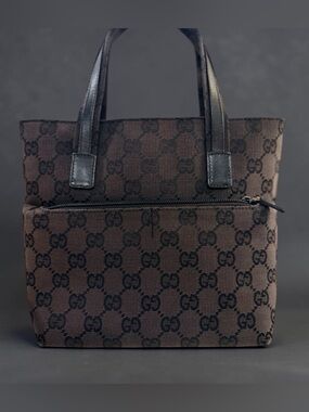 PreLOVED 💗 Gucci Canvas Small GG Canvas Dark Brown Top Handle + GG Dust Bag